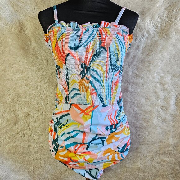Summer Mae Women's Multicolour Floral Maternity OnePiece Swimsuit Bathing Suit M - Picture 1 of 9